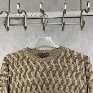 VTG Liberty‎ Sweater Men XL Beige 3D Cable Knit Crew Neck Pullover Grandpa USA